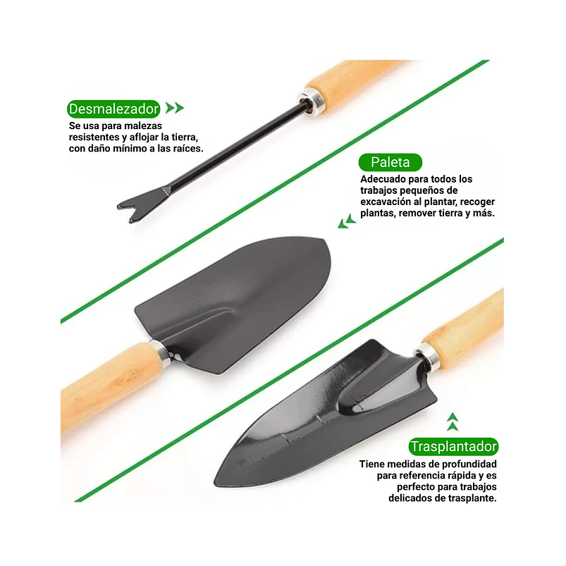 Kit Esencial Herramientas Jardinería x9 Piezas más Bolso 3