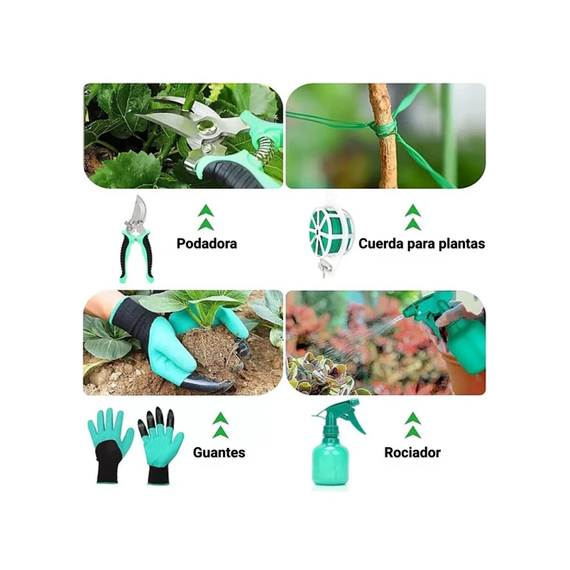 Kit Esencial Herramientas Jardinería x9 Piezas más Bolso 5