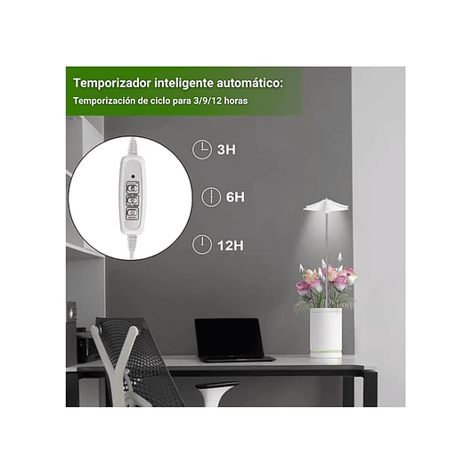 Luz Led Crecimiento Plantas Interior Ajustable Sombrilla 110V / Blanco 3