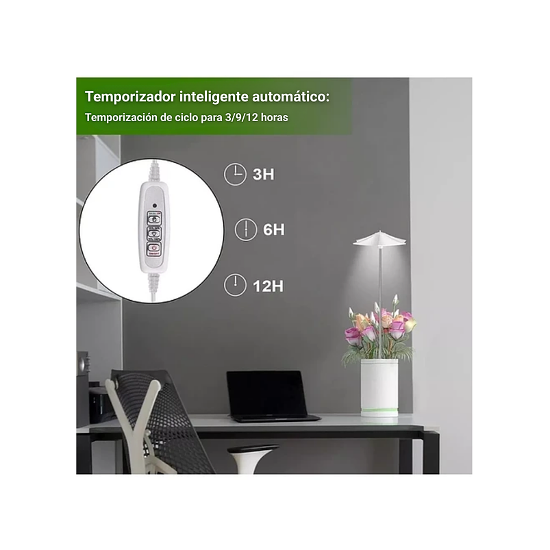 Luz Led Crecimiento Plantas Interior Ajustable Sombrilla 110V / Blanco 3