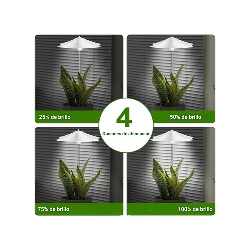 Luz Led Crecimiento Plantas Interior Ajustable Sombrilla 110V / Blanco 4
