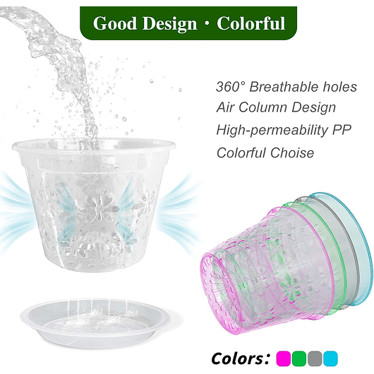 Macetas Transpirable 10cm Para Orquídeas x8 unidades con Platillo 4