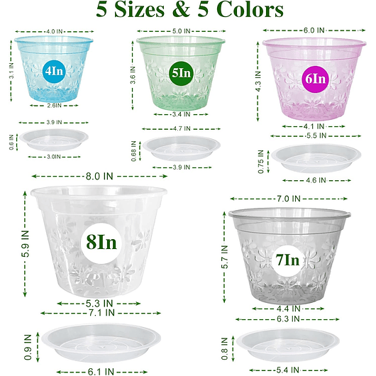 Macetas Transpirable 10cm Para Orquídeas x8 unidades con Platillo 7