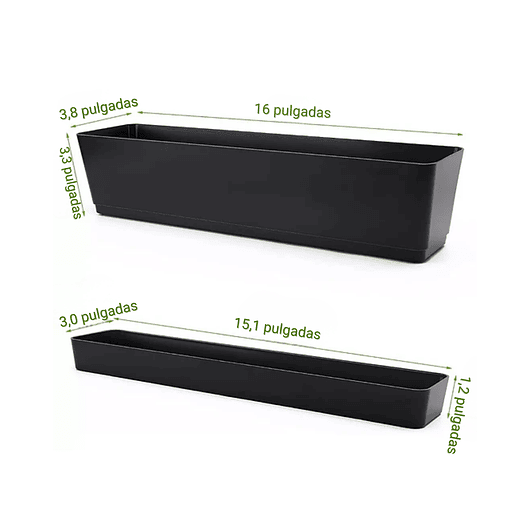Maceta Plantas Rectangular Premium Moderna +plato 40cm Negra 2