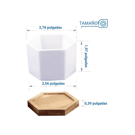 Maceta Hexagonal Blanca Cerámica X6unid. 7cm Ax5cmalto+plato 4