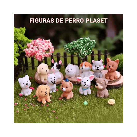 Set Mini Figura Perritos Decorativas Terrario Jardín X12unid 3