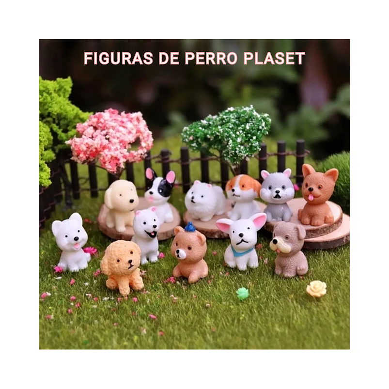 Set Mini Figura Perritos Decorativas Terrario Jardín X12unid 3