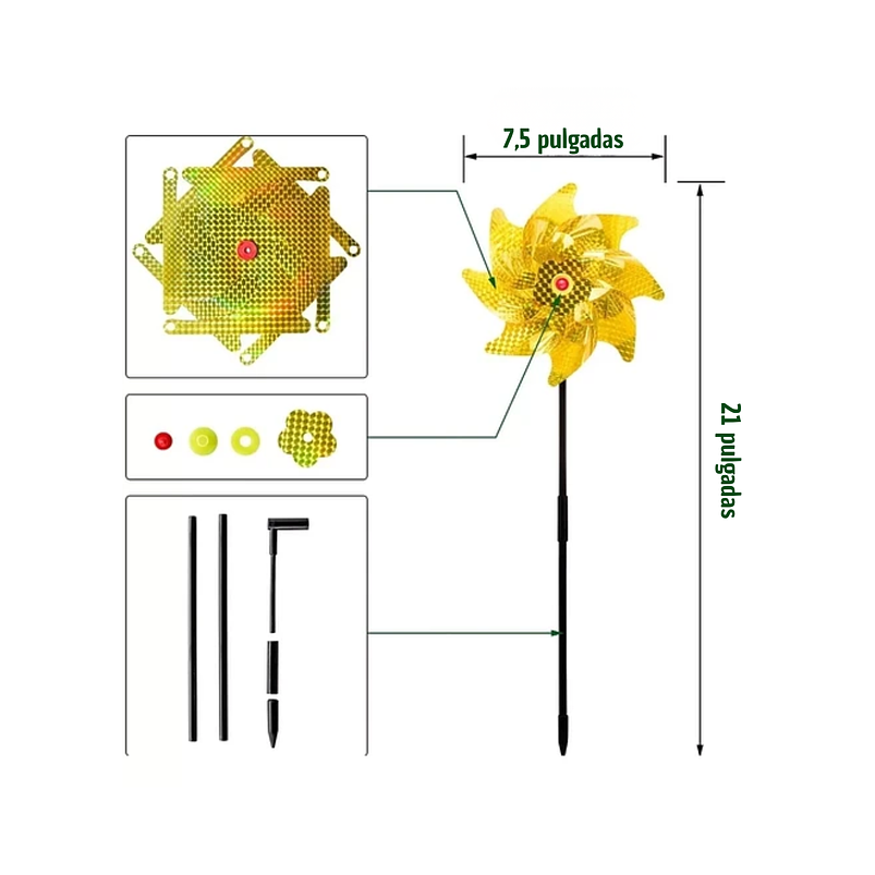Pinwheels Reflectante Brillante Spinner Estaca Jardin Planta 3