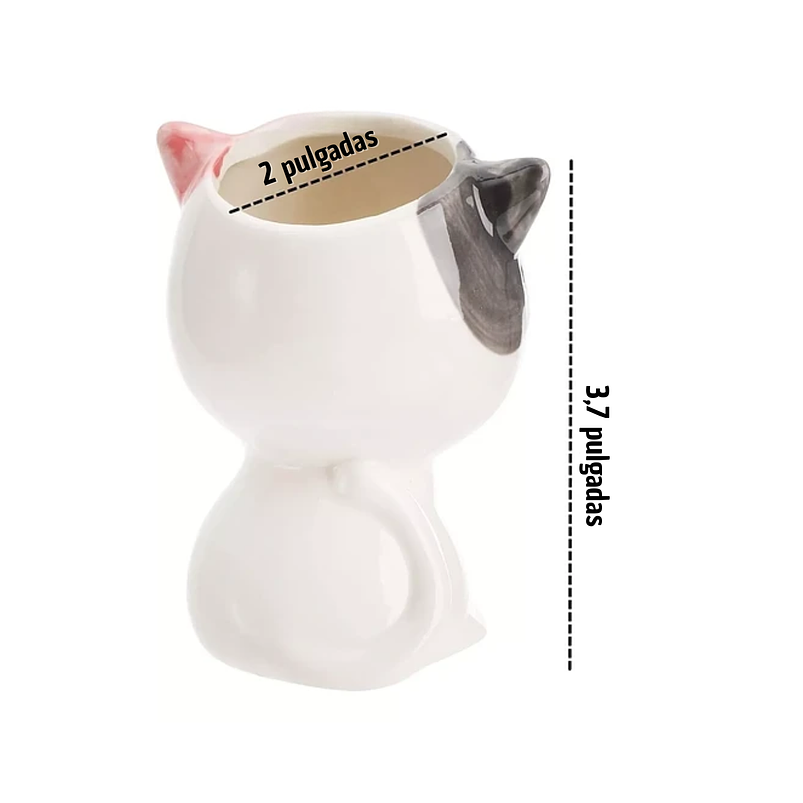 Juego Macetas En Cerámica Premium Diseño Cute Cats x4 Unid Blanco 4