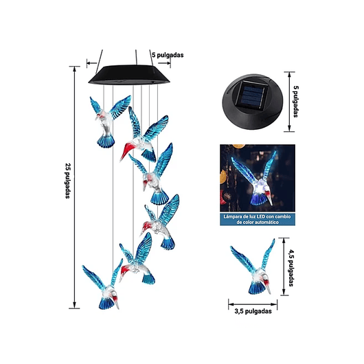 Campana De Viento Jardín Luces Led Energía Solar 3