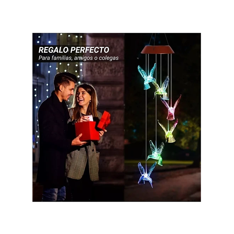 Campana De Viento Jardín Luces Led Energía Solar 4