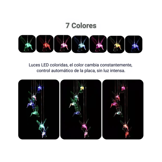Campana De Viento Jardín Luces Led Energía Solar 6