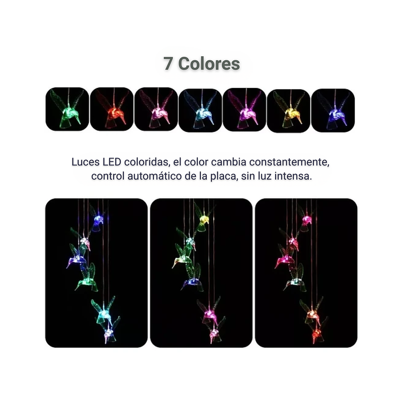 Campana De Viento Jardín Luces Led Energía Solar 6