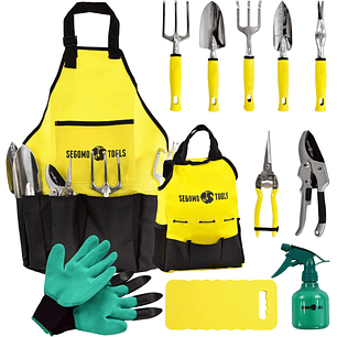 Juego Herramientas de Jardíneria Con Delantal y Bolsa Organizadora