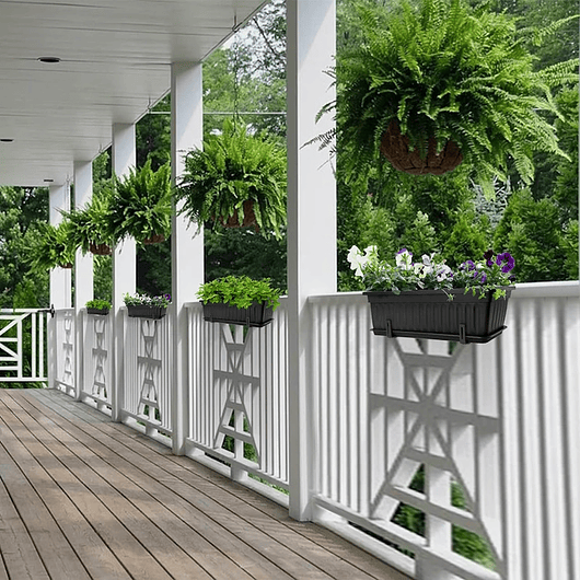 Maceta Plástica Rectangular x 2 Unidades de 45 centímetros Largo Más Plato 9