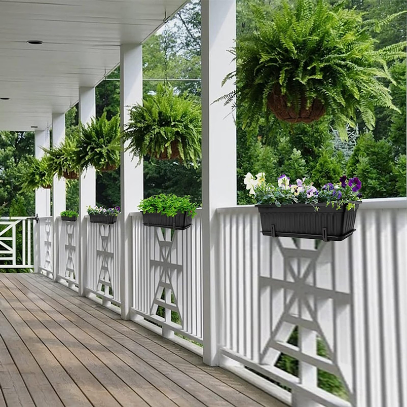 Maceta Plástica Rectangular x 2 Unidades de 45 centímetros Largo Más Plato 10