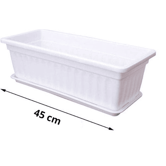 Maceta Plástica Rectangular x 2 Unidades de 45 centímetros Largo Más Plato 10