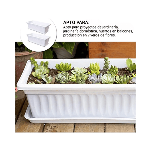 Maceta Plástica Rectangular x 2 Unidades de 45 centímetros Largo Más Plato 7