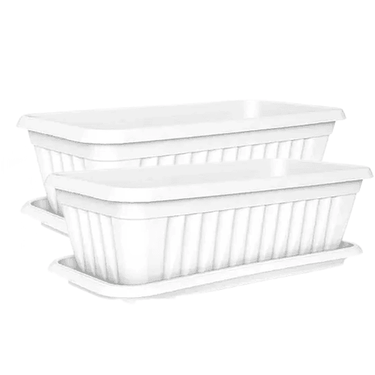 Maceta Plástica Rectangular x 2 Unidades de 45 centímetros Largo Más Plato 4