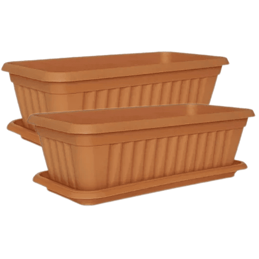 Maceta Plástica Rectangular x 2 Unidades de 45 centímetros Largo Más Plato 1