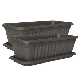 Maceta Plástica Rectangular x 2 Unidades de 45 centímetros Largo Más Plato