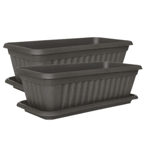Maceta Plástica Rectangular x 2 Unidades de 45 centímetros Largo Más Plato