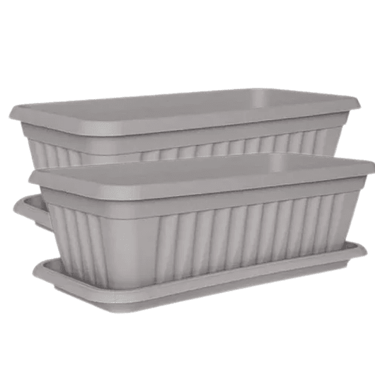 Maceta Plástica Rectangular x 2 Unidades de 45 centímetros Largo Más Plato 3