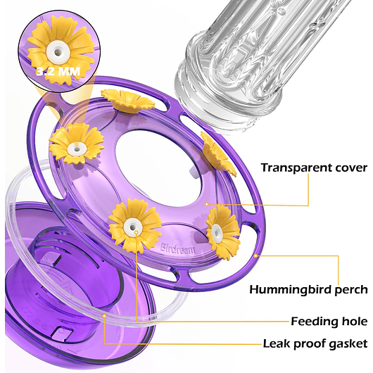 Bebedero Aves Colibríes Plástico De Jardín Colgante x600ml 12
