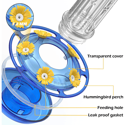 Bebedero Aves Colibríes Plástico De Jardín Colgante x600ml 17