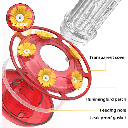 Bebedero Aves Colibríes Plástico De Jardín Colgante x600ml 5