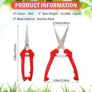 Tijera de Poda y Despunte Plantas Punta Recta En Acero Inoxidable