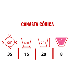 Canasta Cónica de Colgar para Plantas más Nido de Coco x35cm Díametro