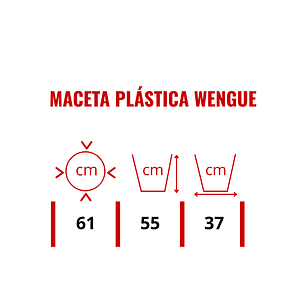 Maceta Plástica Wengue 60cms Diámetro x55cm Alto Extra Fuerte