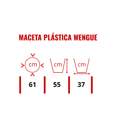 Maceta Plástica Wengue 60cms Diámetro x55cm Alto Extra Fuerte