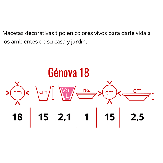 Maceta Plástica Colores Soporte Balcón Más plato 18cm Diámetro x15cm 9