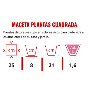 Maceta Plantas Cuadrada Plástica Rattan Mediana 25x25x21 Alto