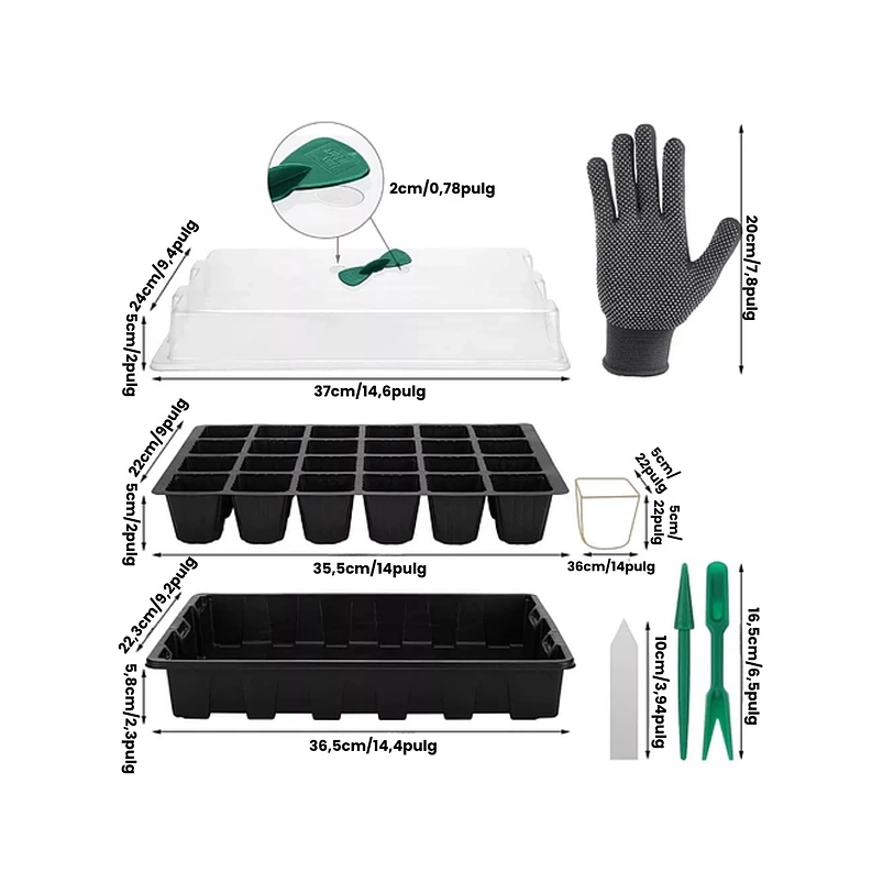 Kit De Germinacion X6 Bandejas más Cupula y herramientas Plantas 2