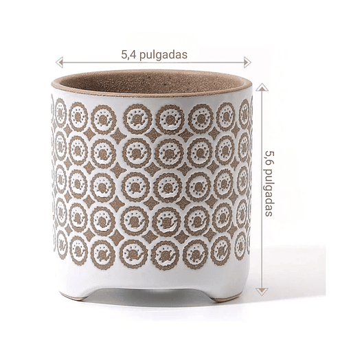 Maceta Cerámica Premium Diseño Esmerilado 14cm Diam x14alto Esmerilado Blanco 3