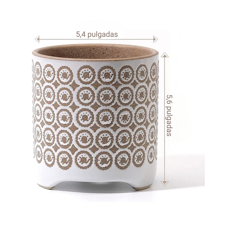 Maceta Cerámica Premium Diseño Esmerilado 14cm Diam x14alto Esmerilado Blanco 3