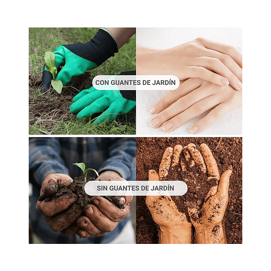 Guantes de Jardinería x2 pares Verde más garras pala Cultivador Talla Unica  3
