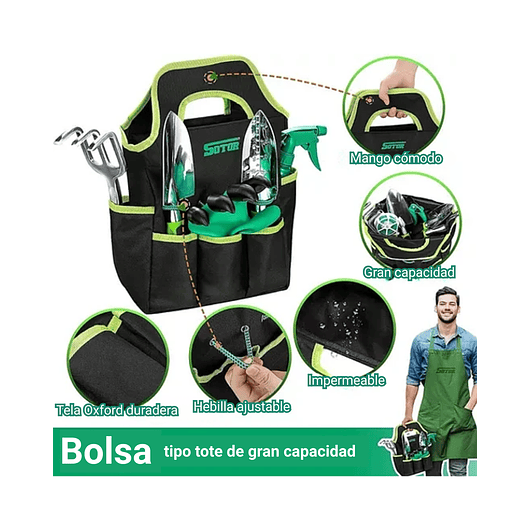 Kit Herramientas Jardín Aluminio x10 Piezas más bolso 2