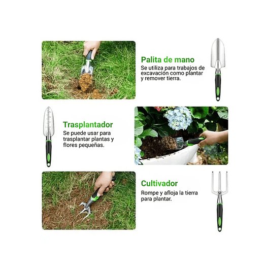 Kit Herramientas Jardín Aluminio x10 Piezas más bolso 3