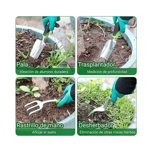 Kit Herramientas Jardín Aluminio x10 Piezas más bolso 5