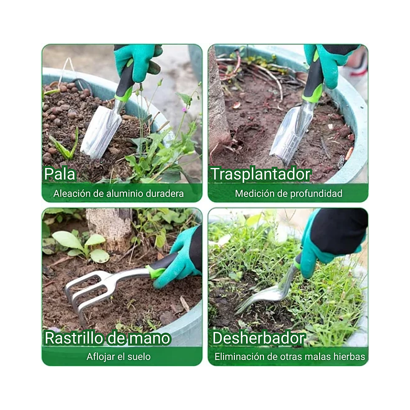 Kit Herramientas Jardín Aluminio x10 Piezas más bolso 5