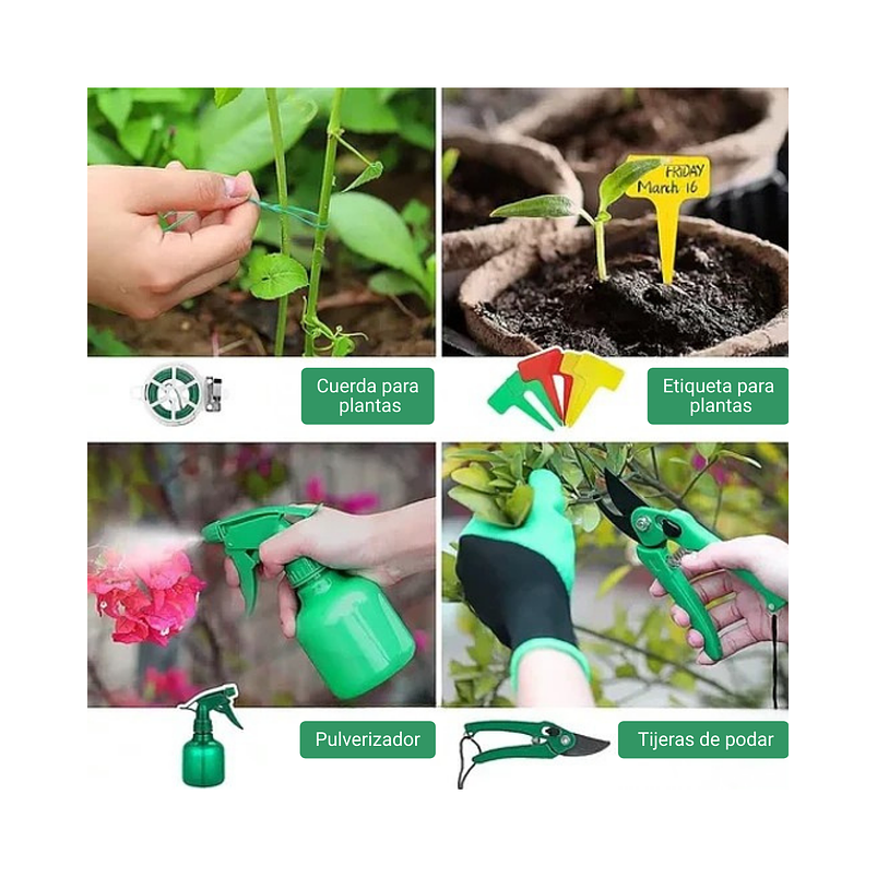 Kit Herramientas Jardín Aluminio x10 Piezas más bolso 7