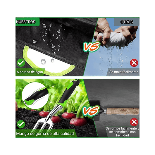 Kit Herramientas Jardín Aluminio x10 Piezas más bolso 8