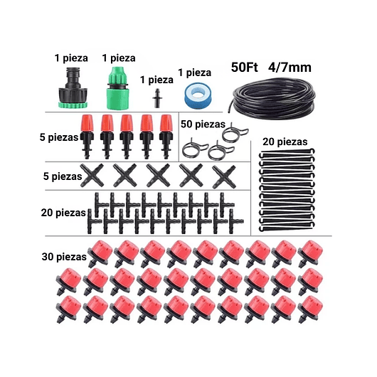 Kit De Riego Jardín Por Goteo 1/4  30 Boquillas Pulverizador 2