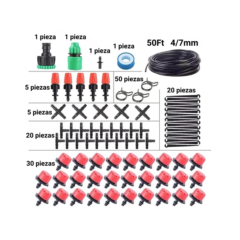 Kit De Riego Jardín Por Goteo 1/4  30 Boquillas Pulverizador 2