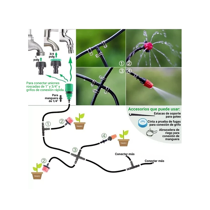 Kit De Riego Jardín Por Goteo 1/4  30 Boquillas Pulverizador 4