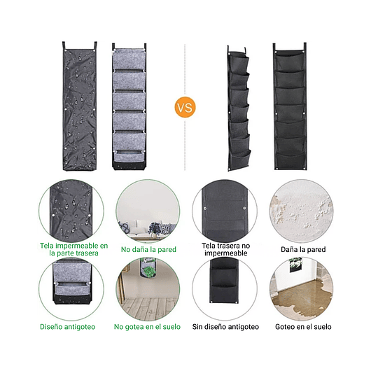 Maceta Plantas Tela Especial Pared x1 Unidades de 6 Bolsillos 2